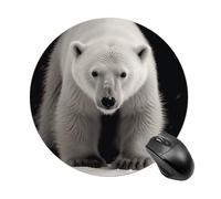 Polar Bear Tapis de souris rond à glissement lisse, tapis de souris de jeu extra densité, portable et confortable, pour bureau, maison, bureau, 20 x 20 cm
