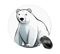 Polar Bear Tapis de souris rond à glissement lisse, tapis de souris de jeu extra densité, portable et confortable, pour bureau, maison, bureau, 20 x 20 cm