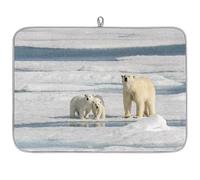 Polar Bear Tapis égouttoir à vaisselle en microfibre absorbant Motif ours mignon 45,7 x 60,9 cm