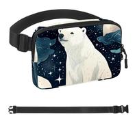 Polar Bear Watching Stars-1668 Sac banane unisexe de style : sac banane tendance, sac à bandoulière sport fin et tendance pour jogging, randonnée, randonneur, femme, homme, multicolore, 4 x 23 x 15