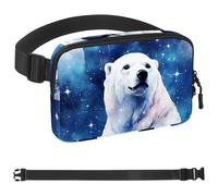 Polar Bear Watching Stars-1674 Sac banane unisexe de style : sac banane tendance, sacs à bandoulière sport fin et tendance pour jogging, randonnée, randonneur, femme, homme, multicolore, 4 x 23 x 15
