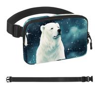 Polar Bear Watching Stars-1695 Sac banane unisexe de style : sac banane tendance, sac à bandoulière sport fin et tendance pour jogging, randonnée, randonneur, femme, homme, multicolore, 4 x 23 x 15