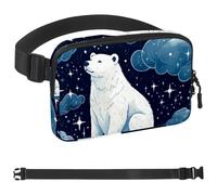 Polar Bear Watching the Sky-1720 Sac banane à bandoulière pour homme et femme, sac banane pour voyage, marche, course, randonnée, cyclisme, multicolore, 4 x 23 x 15 cm, multicolore,