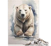 Polar Bear Watercolor Puzzle 1000 Pièces Cadeau Unique Jeu Éducatif Défi Jouet À De Qualité Supérieure Peinture Art pour Adultes Et Enfants 1000pcs (75x50cm)