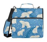 Polar Bears Classeur à 3 anneaux 3,8 cm avec bandoulière et poche zippée pour écolier