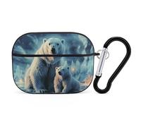 Polar Bears Coque rigide de protection complète contre les chutes avec porte-clés compatible avec AirPod Pro 2e/1ère génération, LED avant visible, noir