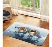 Polar Bears In Glaciers Tapis d'alimentation pour chat et chien en silicone étanche pour éviter les déversements de nourriture et d'eau sur le sol
