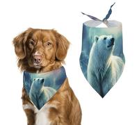 Polar Bears Northern Lights_ Bandana pour chien triangulaire lavable en polyester Bavoirs mignons pour chiens et chats de taille moyenne et grande