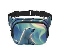 Polar Bears & Northern Lights Sac banane imperméable et réglable pour femme Sac banane tendance décontracté pour course à pied, entraînement, randonnée, voyage, noir, taille unique, Noir , Taille