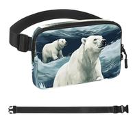 Polar Bears on the Waves-1529 Sac banane pour homme et femme avec sangle réglable, sac banane tendance pour voyage, plein air, course à pied, randonnée, multicolore, multicolore,