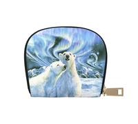 Polar Bears - Petit portefeuille en cuir avec fermeture éclair pour cartes de crédit en accordéon pour homme et femme - Petit portefeuille pour voyage, blanc, Taille unique