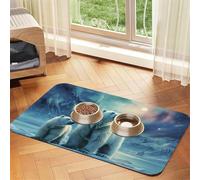 Polar Bears Tapis de nourriture pour chien Motif aurores boréales du Nord 40,6 x 61 cm Tapis antidérapant super absorbant pour nourriture et eau, joli tapis d'alimentation en caoutchouc à séchage