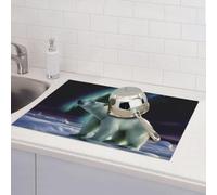 Polar Bears Tapis de séchage pour comptoir de cuisine en microfibre absorbant réversible lavable 45,7 x 61 cm Facile à nettoyer pour la décoration de la maison, de la cuisine, de la salle à manger, du