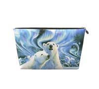 Polar Bears Trousse de toilette de voyage en cuir PVC avec fermetures éclair dorées, organiseur étanche pour maquillage, articles de toilette et essentiels, doré, One Size, Trousse de maquillage