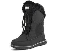 Polar Boot Femmes Matelassé De Plein Air Cuff Neige Canard Imperméable Lacer Fausse Fourrure Bottes - 7 - BLK40 AYC0540