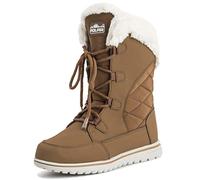 Polar Boot Femmes Matelassé De Plein Air Cuff Neige Canard Imperméable Lacer Fausse Fourrure Bottes - 8 - TAN41 AYC0542