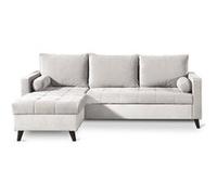 POLAR - Canapé d'angle réversible convertible - en velours au design scandinave - 4 places - Beige Beige G