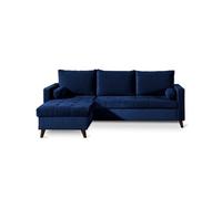 POLAR - Canapé d'angle réversible convertible - en velours au design scandinave - 4 places Couleur - Bleu nuit - Bleu nuit