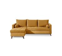 Bestmobilier POLAR - Canapé d'angle réversible convertible - en velours au design scandinave - 4 places Couleur - Jaune Jaune