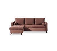 POLAR - Canapé d'angle réversible convertible - en velours au design scandinave - 4 places Couleur - Rose - Rose