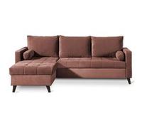 POLAR - Canapé d'angle réversible convertible - en velours au design scandinave - 4 places Couleur - Rose - Rose