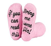 Polar Chaussettes « If You Can Read This » - « Bring Me Some Tea » - Emballage cadeau - Cadeau pour femme - Chaussettes en coton épaisses et chaudes pour femme, Gin - Rose, taille unique