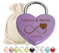 polar-effekt Cadenas d'amour violet avec gravure personnalisée - Motif infini - Sac cadeau - Convient pour mariage, anniversaire, Saint-Valentin - Cadeau pour couple - Homme et femme