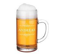 polar-effekt Cruche graduée de 1 l avec Gravure du nom - Verre à bière personnalisé - Classique de Munich - pour Les Vrais Fans de Bavière - Stölzle Lausitz - Homme, père, Grand-père - Motif Ornement