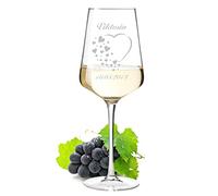 polar-effekt Leonardo Puccini Verre à vin 560 ml avec gravure au choix - Motif cœur avec petits cœurs - Personnalisé - Verre cristal - Vin blanc, vin rouge - Fabriqué en Allemagne