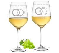 polar-effekt Lot de 2 verres à vin blanc de 440 ml avec gravure - Cadeau de mariage personnalisé - Idée cadeau pour les couples - Passe au lave-vaisselle