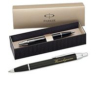 polar-effekt Parker IM Stylo à bille rétractable avec gravure - Noir - Recharge de grande capacité d'écriture en bleu - Avec étui cadeau - Fabrication allemande - Haute qualité et élégant - Idée