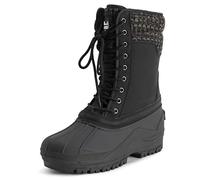 Polar Femmes Lacer Imperméable L'hiver Semelle En Caoutchouc Mi-Mollet Nubuck Boue Neige Bottes - Noir Nubuck - UK4/EU37 - YC0690