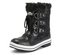 Polar Femmes Matelassé Court Canard Fourrure Doublée Boue Neige Hiver Bottes - BLS36 - AYC0016,36 EU,Noir Suède