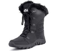 Polar Femmes Matelassé De Plein Air Fourrure Doublée Neige Pluie Canard Botte - Noir - UK3/EU 36