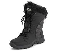 Polar Femmes Matelassée Fausse Fourrure L'hiver Canard Semelle En Caoutchouc Durable Neige Pluie Extérieure Bottes - Noir Cuir - UK5/EU38 - YC0654