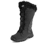 Polar Femmes Matelassée Fausse Fourrure L'hiver Canard Semelle En Caoutchouc Durable Neige Pluie Extérieure Bottes - Noir Cuir Grand - UK6/EU39 - YC0659