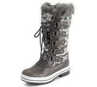 Polar Femmes Matelassée Grand Neige Imperméable L'hiver Fausse Fourrure Semelle En Caoutchouc Bottes - Gris Carde - UK8/EU41 - YC0627