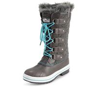 Polar Femmes Matelassée Grand Neige Imperméable L'hiver Fausse Fourrure Semelle En Caoutchouc Bottes - Gris Textile/Bleue - UK9/EU42 - YC0632