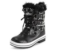 Polar Femmes Mid Rembourrée Thermique Semelle En Caoutchouc Imperméable L'hiver Neige Fausse Fourrure Bottes - Noir Carde - UK8/EU41 - YC0633