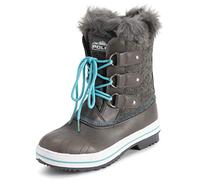 Polar Femmes Mid Rembourrée Thermique Semelle En Caoutchouc Imperméable L'hiver Neige Fausse Fourrure Bottes - Gris Textile/Bleue - UK5/EU38 - YC0639
