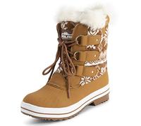 Polar Femmes Mid Rembourrée Thermique Semelle En Caoutchouc Imperméable L'hiver Neige Fausse Fourrure Bottes - Tan Carde - UK9/EU42 - YC0635