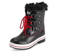 Polar Femmes Mid Rembourrée Thermique Semelle En Caoutchouc Imperméable L'hiver Neige Fausse Fourrure Bottes - Noir/Rouge - UK7/EU40 - YC0637