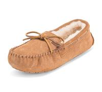 Polar Femmes Moccasins Réel Daim Australien Peau De Mouton Fourrure Chaussons - TAN38 - AYC0225