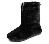 Polar Femmes Mousse A Mémoire Fermeture Eclairper Fausse Fourrure Couverte Semelle En Caoutchouc Intérieure Confortable Luxe Bottes Chaussons - Noir - UK6/EU39 - YC0719