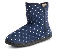 Polar Femmes Mousse A Mémoire Intérieure Fausse Fourrure Toison Bottesie Semelle En Caoutchouc Antidérapant Chaussons - Marine/Spot - UK4/EU37 - YC0754