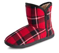 Polar Femmes Mousse A Mémoire Intérieure Fausse Fourrure Toison Bottesie Semelle En Caoutchouc Antidérapant Chaussons - Rouge Tartan - UK4/EU37 - YC0752