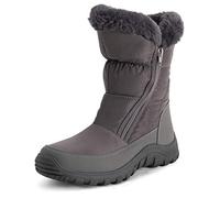 Polar Femmes Mousse A Mémoire Ouverture Double Fermeture Eclair Nylon Imperméable Fausse Fourrure Doublée L'hiver Bottes De Neige - Gris - UK8/EU41 - YC0664