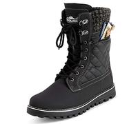 Polar Femmes Mousse A Mémoire Poche Eclair Latéral Imperméable Bande De Roulement Semelle En Caoutchouc Bottes De Neige - Noir Cuir - UK9/EU42 - YC0620