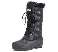 Polar Femmes Tall Matelassé Fourrure Doublée Neige Tactique Imperméable Hauteur Du Genou En Marchant Bottes - Noir - UK7/EU40 - YC0356