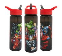 Marvel Bouteille d'eau Avengers avec paille rabattable 600 ml - Produit officiel Disney par Polar Gear réutilisable, sans BPA, plastique recyclable, idéale pour l'école, la crèche, le sport, le